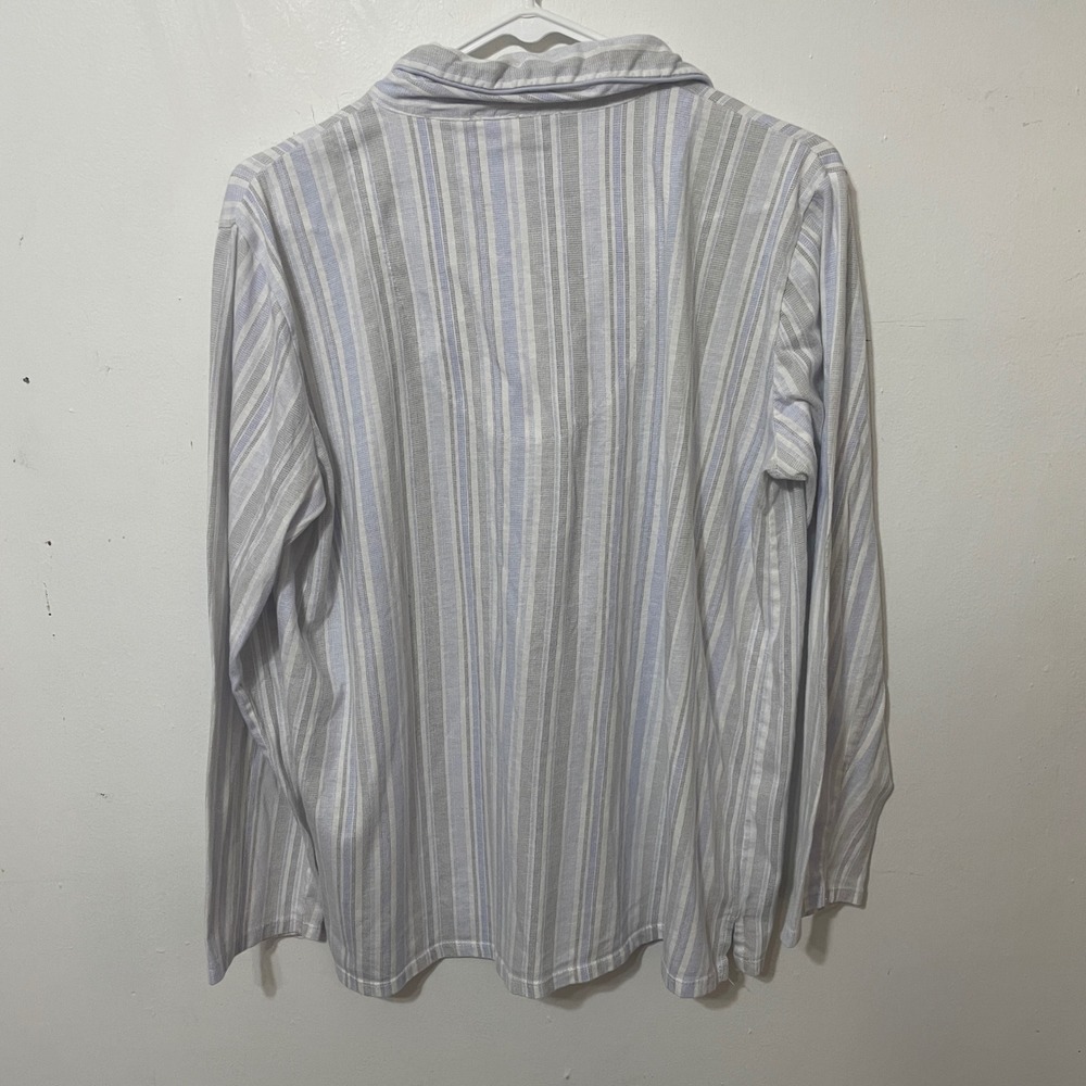 Laura Ashley Pajama Set Women's Size L Striped Button Top Pants Lounge Sleepwear - Picture 6 of 9